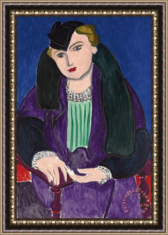 Henri Matisse Portrait Au Manteau Bleu Framed Painting