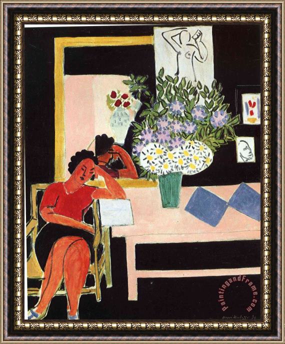 Henri Matisse Reader on a Black Background 1939 Framed Print