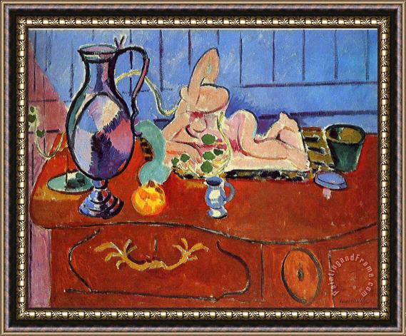 Henri Matisse Still Life with a Pewter Jug And Pink Statuette 1910 Framed Print