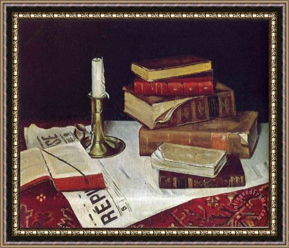 Henri Matisse Still Life with Books And Candle 1890 Framed Painting
