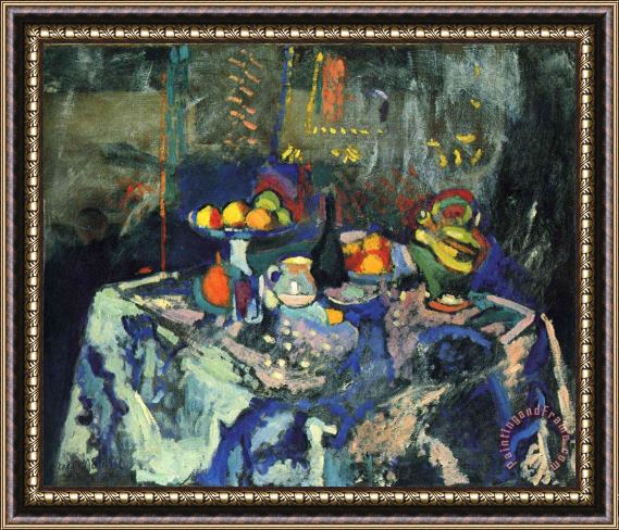 Henri Matisse Still Life with Vase Bottle And Fruit Framed Painting