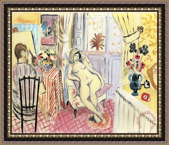 Henri Matisse The Artist And His Model 1919 Framed Painting