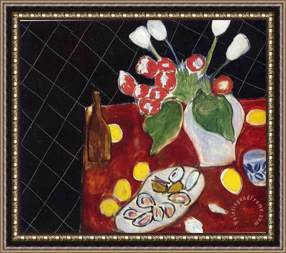 Henri Matisse Tulips And Oysters on a Black Background 1943 Framed Painting
