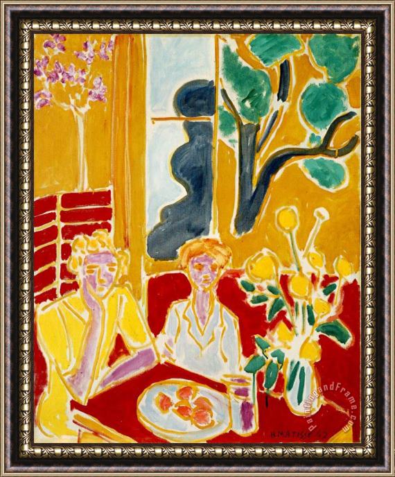 Henri Matisse Wo Girls in a Yellow And Red Interior 1947 Framed Print