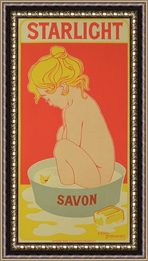 Henri Meunier Reproduction Of A Poster Advertising Starlight Soap Framed Painting