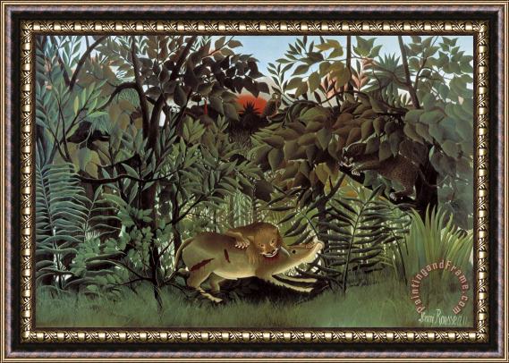 Henri Rousseau Rousseau Hungry Lion Framed Painting