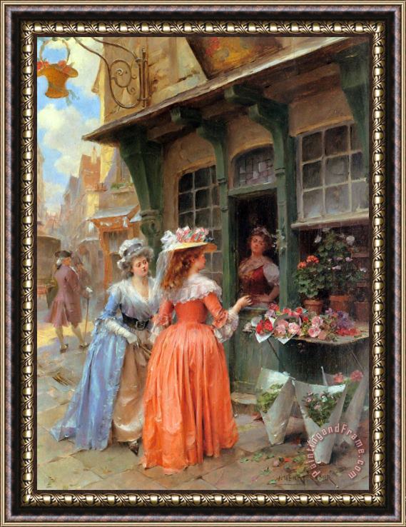 Henri Victor Lesur The Flower Market Framed Painting
