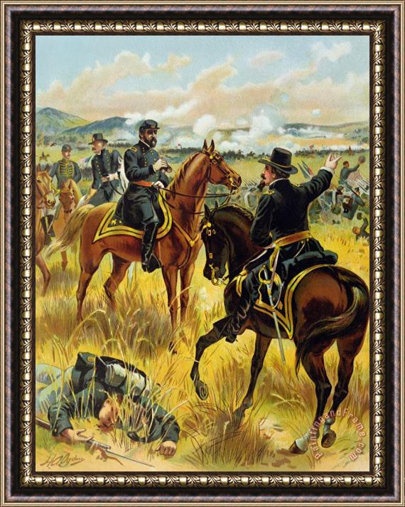 Henry Alexander Ogden Major General George Meade At The Battle Of Gettysburg Framed Painting