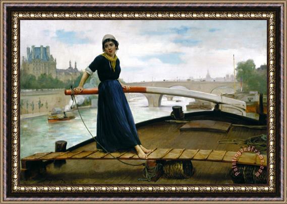 Henry Bacon Lady in a Boat Framed Print