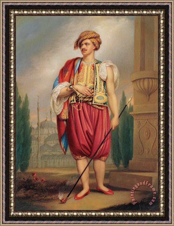Henry Bone A Portrait of Thomas Hope in Turkish Costume Framed Painting