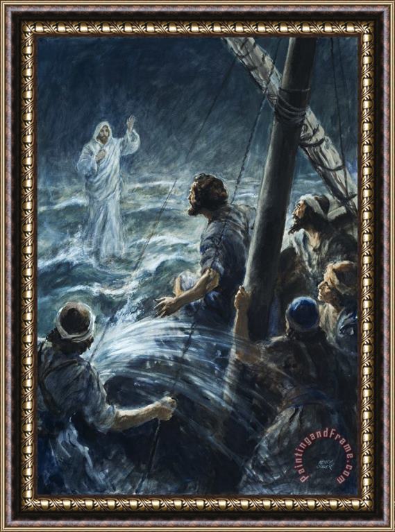 Henry Coller Christ walking on the sea of Galilee Framed Painting