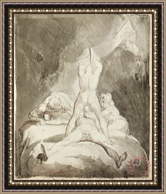 Henry Fuseli Hephaestus, Bia And Crato Securing Prometheus on Mount Caucasus Framed Painting