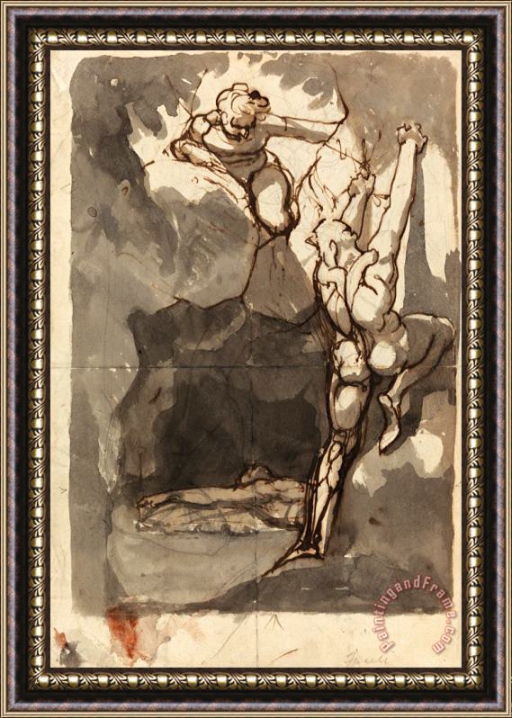 Henry Fuseli Study for The 'finding of The Body of Bassanio' Framed Painting