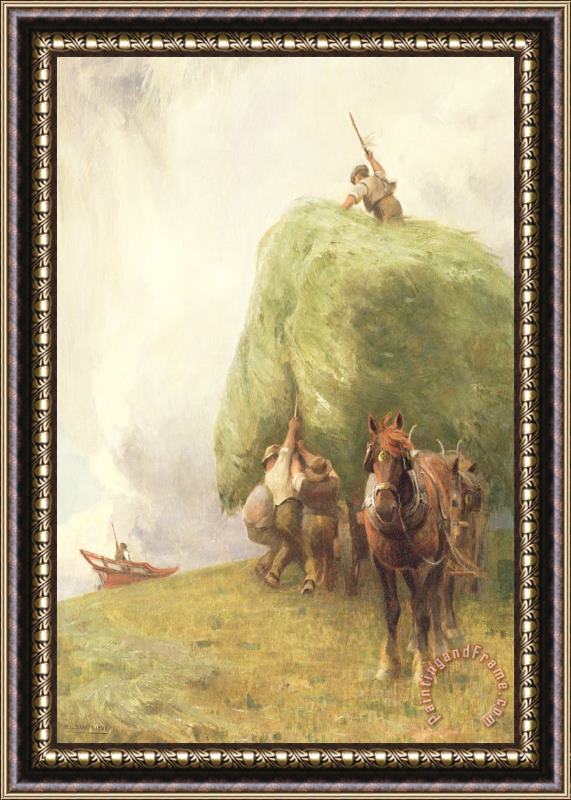 Henry H Sands Roping the Wagon Framed Painting
