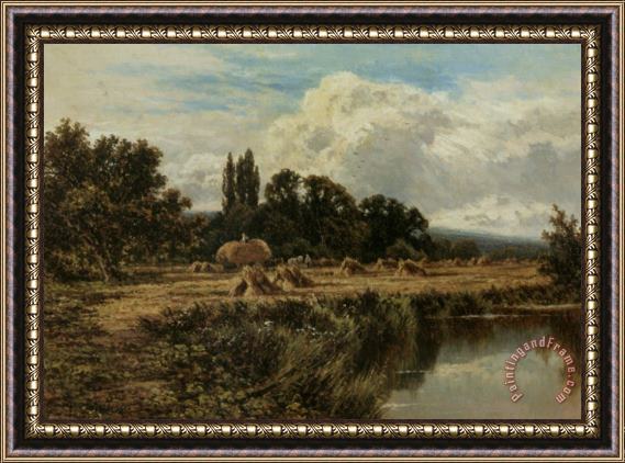 Henry Hillier Parker Harvesting on The Banks of The Thames Framed Painting