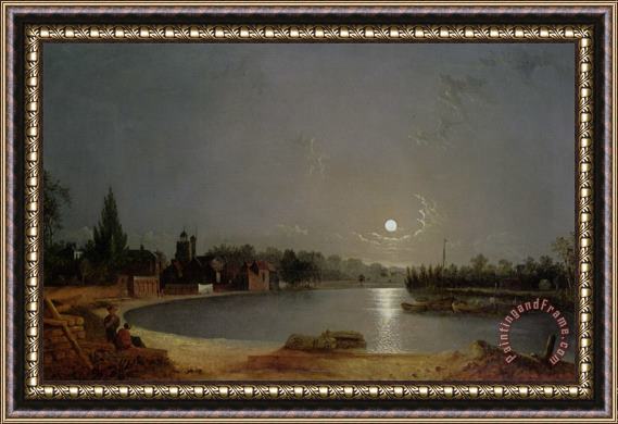 Henry Pether The Thames at Moonlight, Twickenham Framed Print