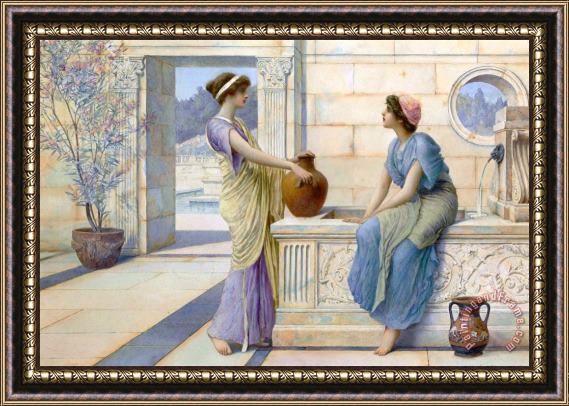 Henry Ryland Two Women of Ancient Greece Filling Their Water Jugs at a Fountain (women of Corinth) Framed Print
