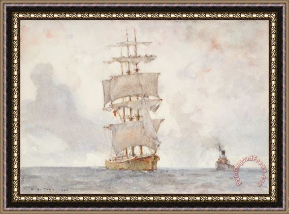 Henry Scott Tuke Barque and Tug Framed Painting