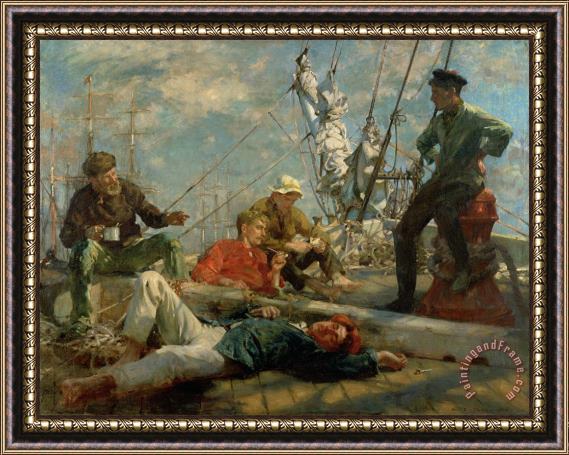 Henry Scott Tuke The Midday Rest Sailors Yarning Framed Print
