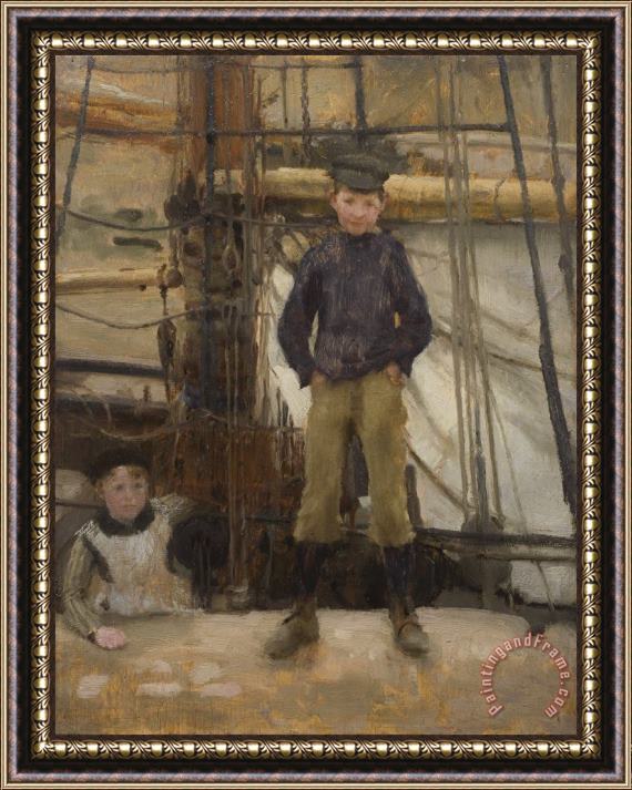 Henry Scott Tuke Two Children on Deck Framed Painting