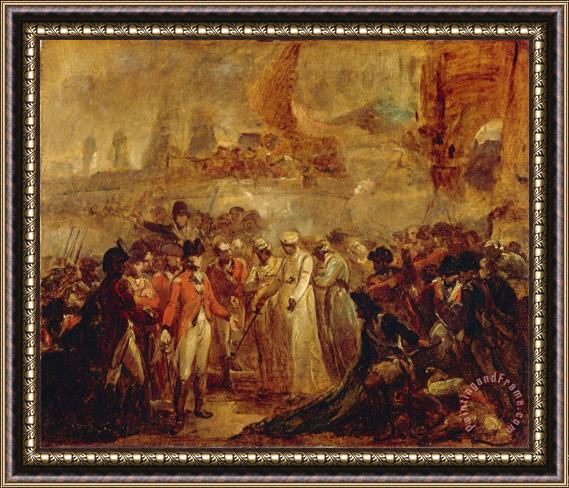 Henry Singleton The Surrender of The Two Sons of Tipu Sahib, Sultan of Mysore, to Sir David Baird Framed Painting