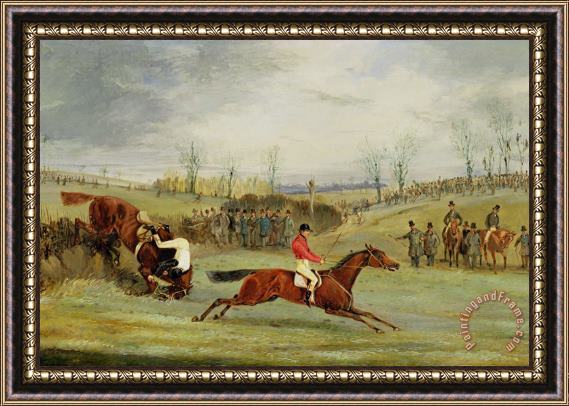 Henry Thomas Alken A Steeplechase - Another Hedge Framed Print