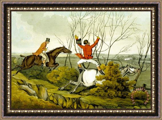 Henry Thomas Alken Plunging Through The Hedge From Qualified Horses And Unqualified Riders Framed Print
