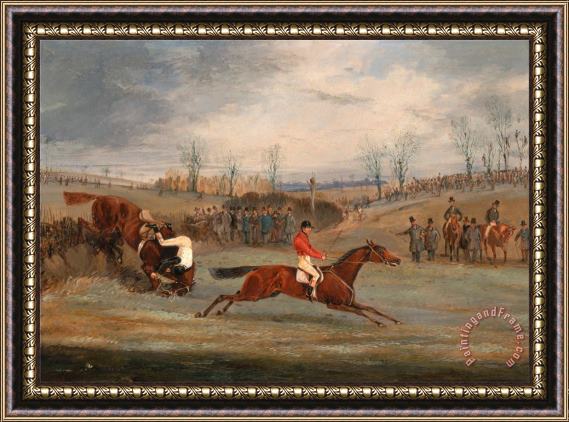 Henry Thomas Alken Scenes From a Steeplechase Near The Finish Framed Print
