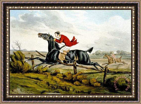 Henry Thomas Alken Straight Through The Fence From Qualified Horses And Unqualified Riders Framed Print