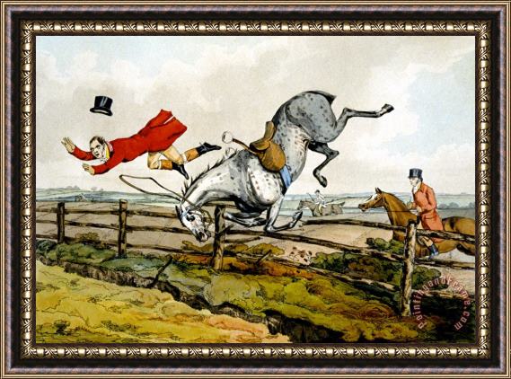 Henry Thomas Alken Taking A Tumble From Qualified Horses And Unqualified Riders Framed Print
