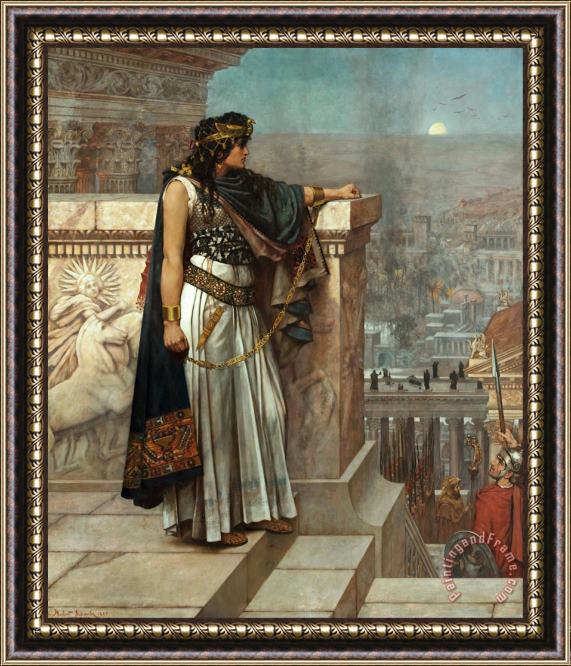 Herbert G Schmalz Zenobia's Last Look on Palmyra Framed Painting