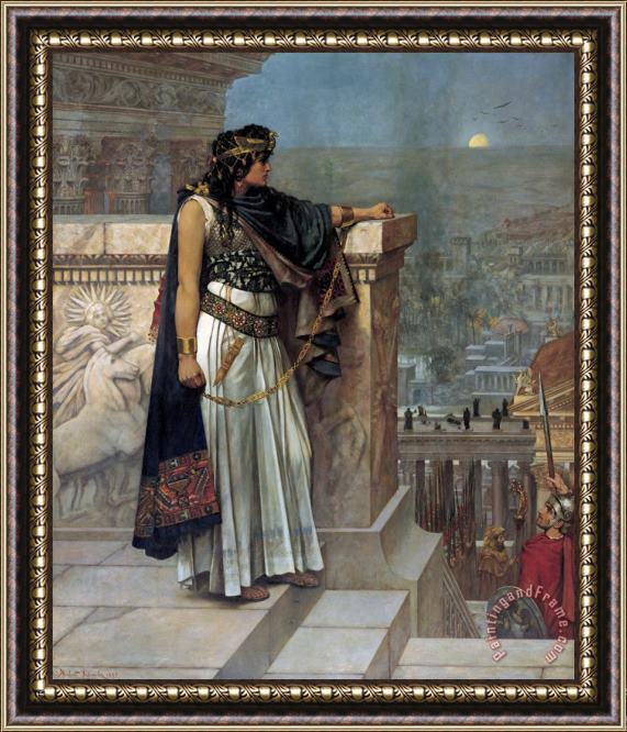 Herbert Gustave Schmalz Zenobia's last look on Palmyra Framed Painting
