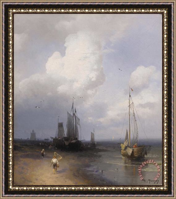 Herman Herzog Dutch Coastal Scene Framed Print