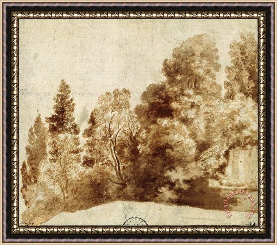 Herman Van Swanevelt Group of Trees at a Wall Framed Painting