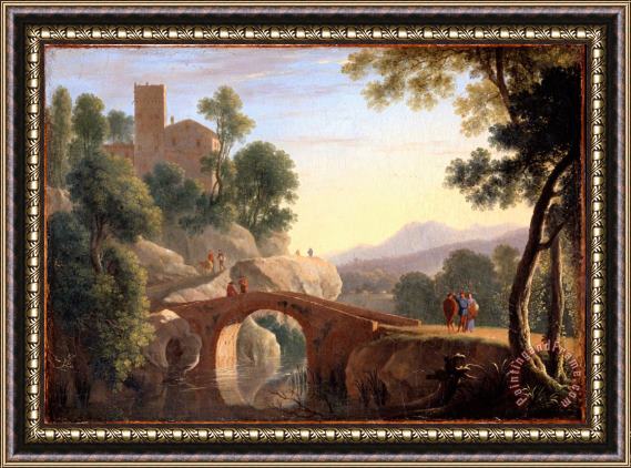 Herman Van Swanevelt Italian Landscape with Bridge Framed Painting