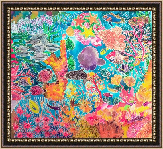 Hilary Simon Tropical Coral Framed Painting