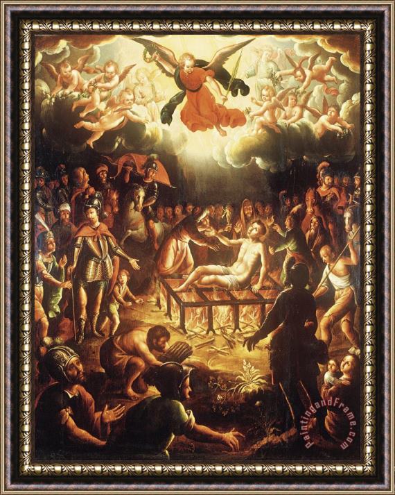 Hipolito De Rioja The Martyrdom of Saint Lawrence Framed Painting