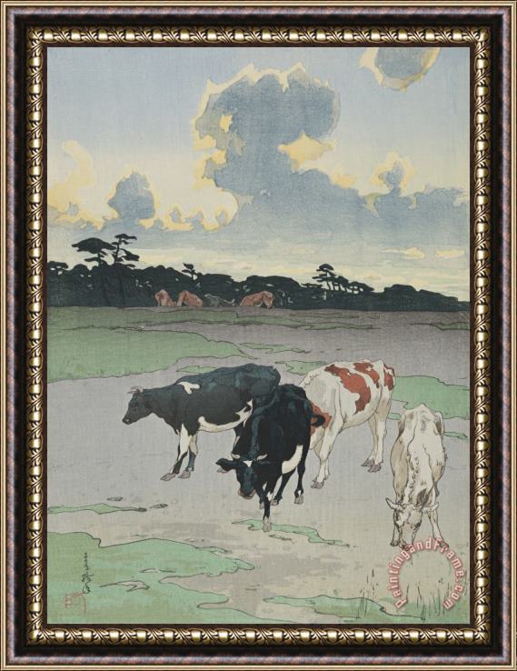 Hiroshi Yoshida Afternoon in The Pasture (bokujo No Gogo) Framed Painting