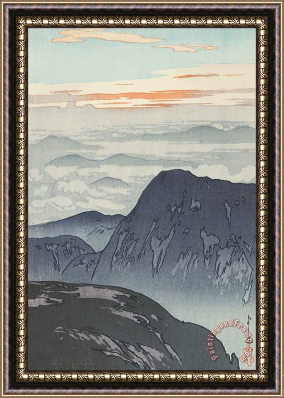 Hiroshi Yoshida Eboshi Mountain (eboshi Dake), From The Series Japanese Alps, One of Twelve Subjects (eboshi Dake Asahi) Framed Painting
