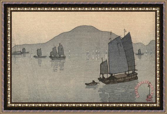 Hiroshi Yoshida Inland Sea (seto Naikai Takahama Ko) Framed Painting
