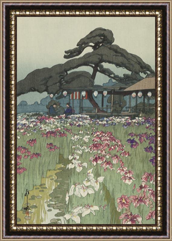 Hiroshi Yoshida Iris Garden in Horikiri (horikiri No Shobu), From The Series Twelve Views of Tokyo (tokyo Ju Ni Dai) Framed Painting