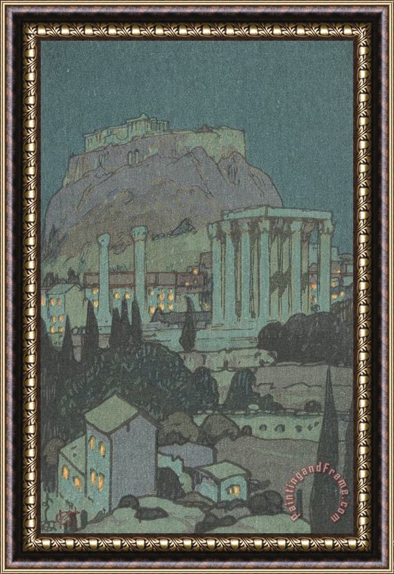 Hiroshi Yoshida Moonlight on Acropolis (akuroporisu No Yoru) Framed Painting
