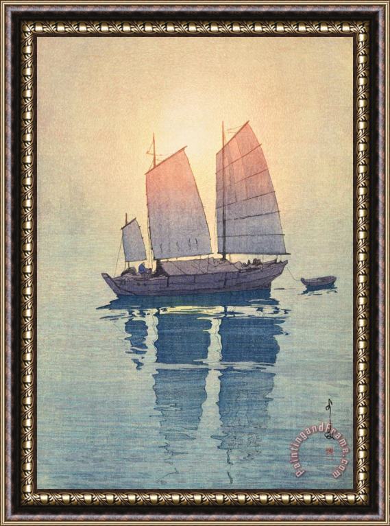 Hiroshi Yoshida Sailing Boats, Morning (hansen, Asa), From The Inland Sea Series (seto Naikai Shu) Framed Print
