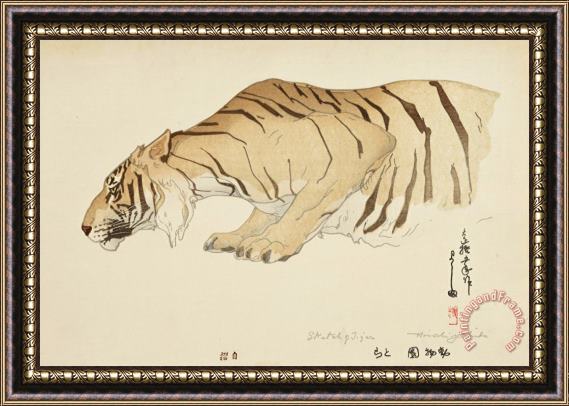 Hiroshi Yoshida Sketch of Tiger (dobutsu En, Tora), From The Zoological Garden Series Framed Print