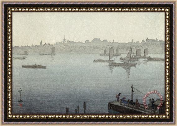 Hiroshi Yoshida Sumida River in Mist (sumidagawa, Kiri), From The Series Twelve Views of Tokyo (tokyo Ju Ni Dai) Framed Print