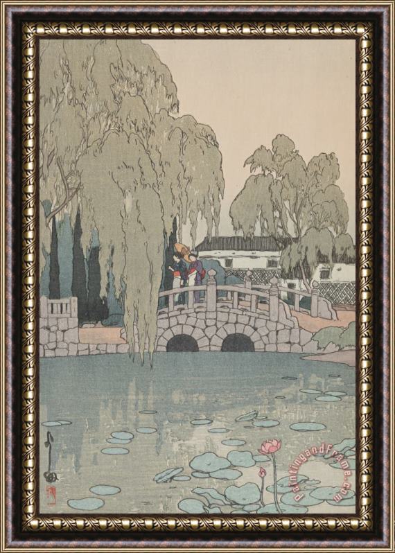 Hiroshi Yoshida Willow Tree And Stone Bridge (yanagi Ni Ishi Bashi) Framed Print