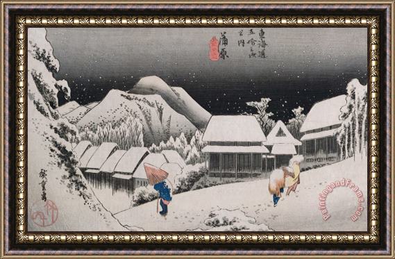 Hiroshige Night Snow Framed Print