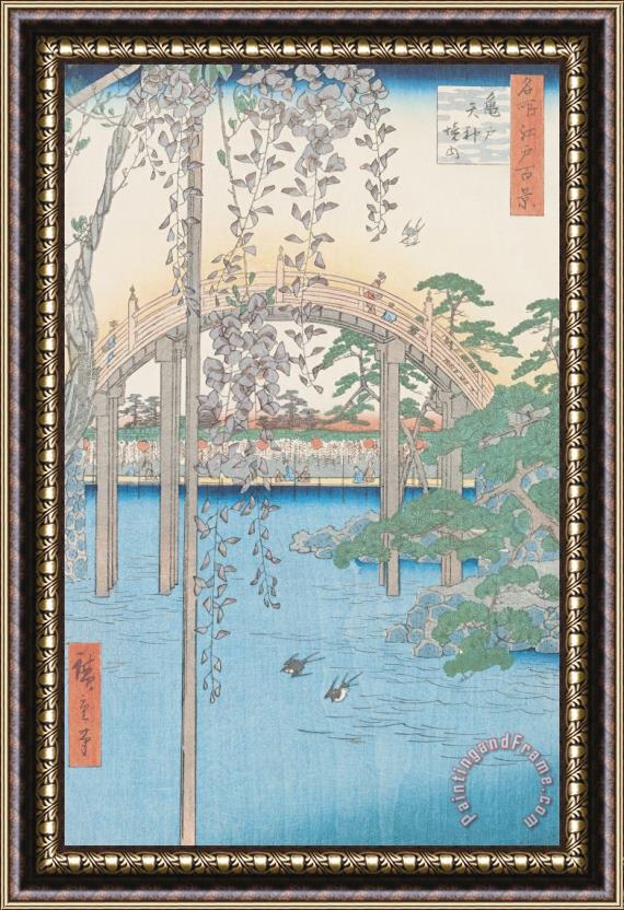 Hiroshige The Bridge with Wisteria Framed Painting