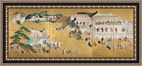 Hishikawa Moronobu Scenes From The Nakamura Kabuki Theater Framed Print
