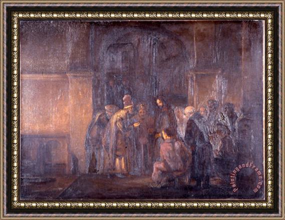 Hodgkins, Thomas F. The Tribute Money (after Rembrandt) Framed Painting